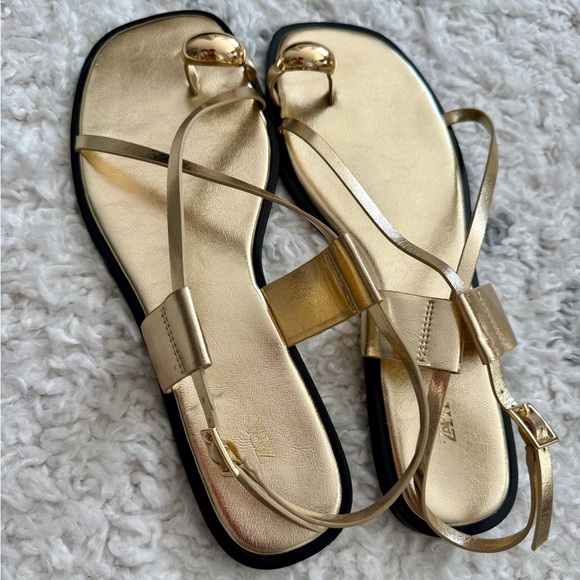 Zara Metallic Gold Women's Sandals - Picture 3 of 3